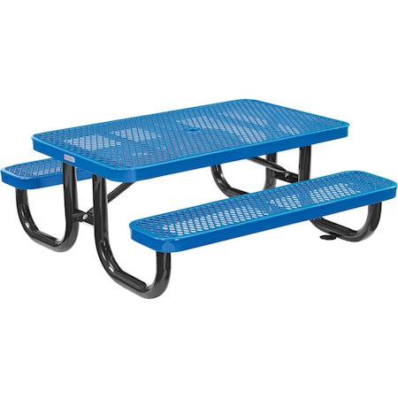 Global Industrial Rectangle Kids Picnic Table, Blue, Expanded Metal, 4 ft L 695485KBL